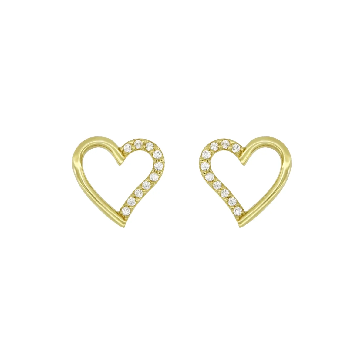 Topos en oro amarillo de 18 Kilates, Corazón, con zircones