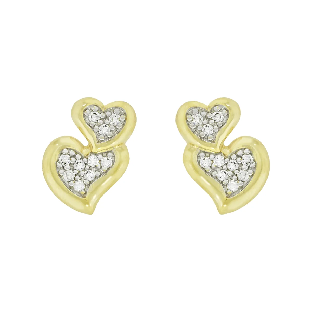 Topos de corazones en oro amarillo de 18 Kilates, con zircones