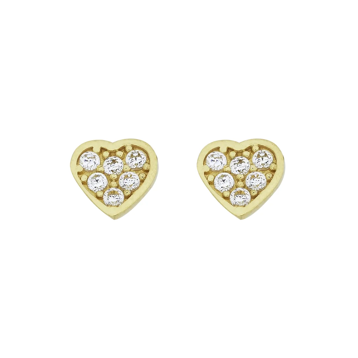 Topos de corazón en oro amarillo de 18 Kilates, con zircones