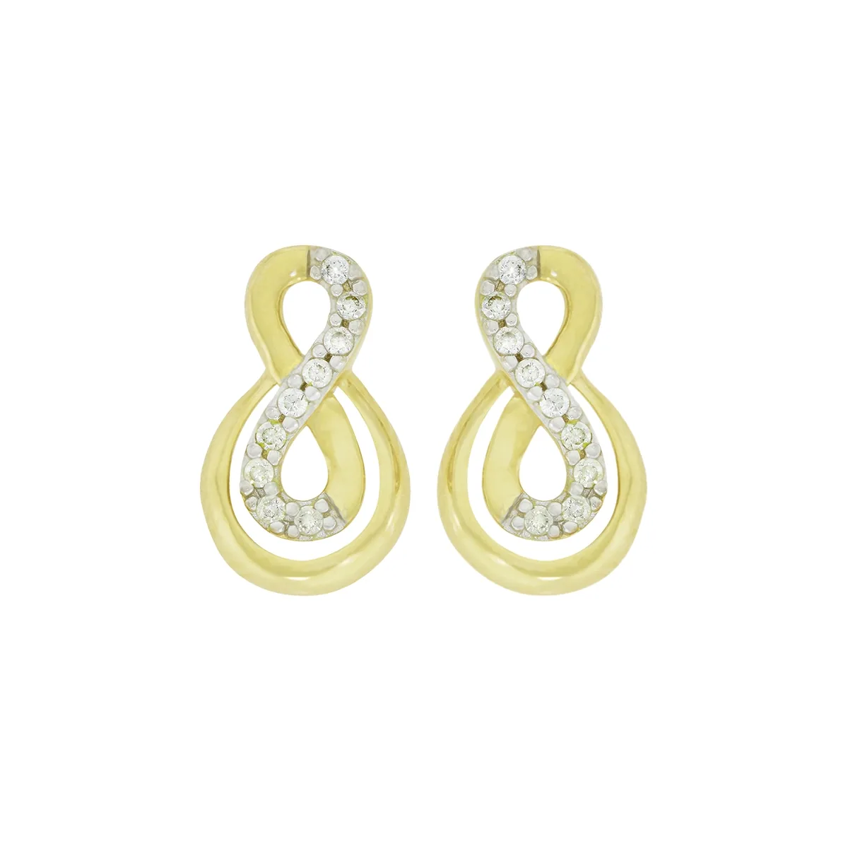 Topos de infinito en oro amarillo de 18 Kilates, con zircones