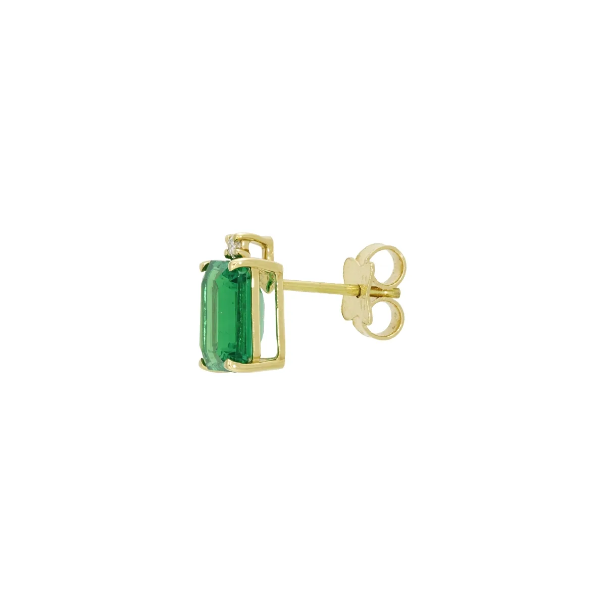 Topos en oro amarillo de 18 Kilates, Uñas+decoración, con 2 esmeralda laboratorios centrales de 2.50 Ct y decoración en diamante de laboratorio de 0.04 Ct