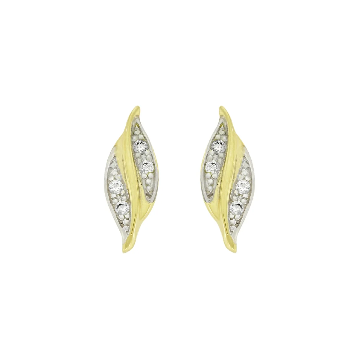 Topos en oro amarillo de 18 Kilates, Hoja, con zircones