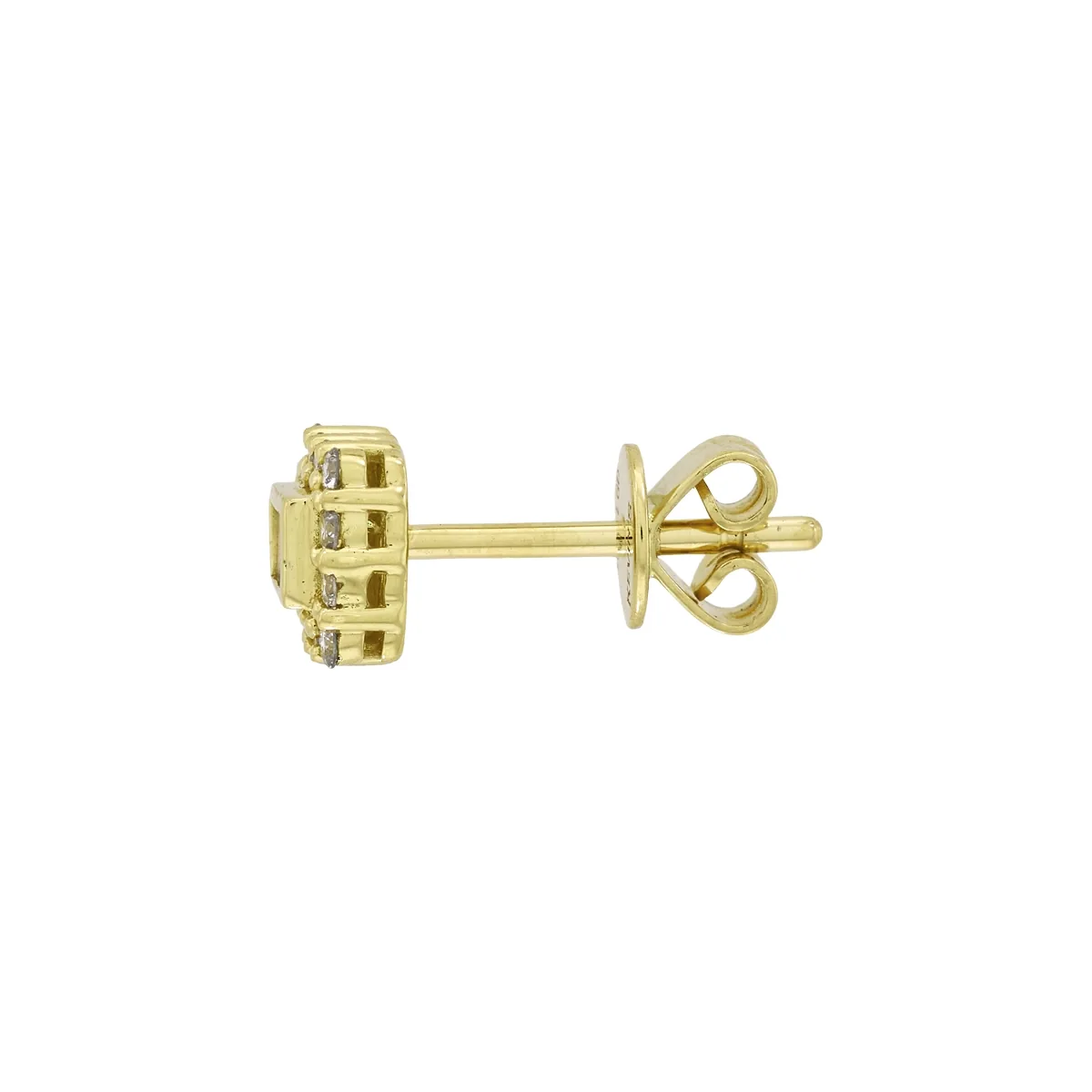 Topos en oro amarillo de 18 Kilates, Bisel+decoración, con 4 diamante de laboratorio centrales de 0.10 Ct y decoración en diamante de laboratorio de 0.20 Ct