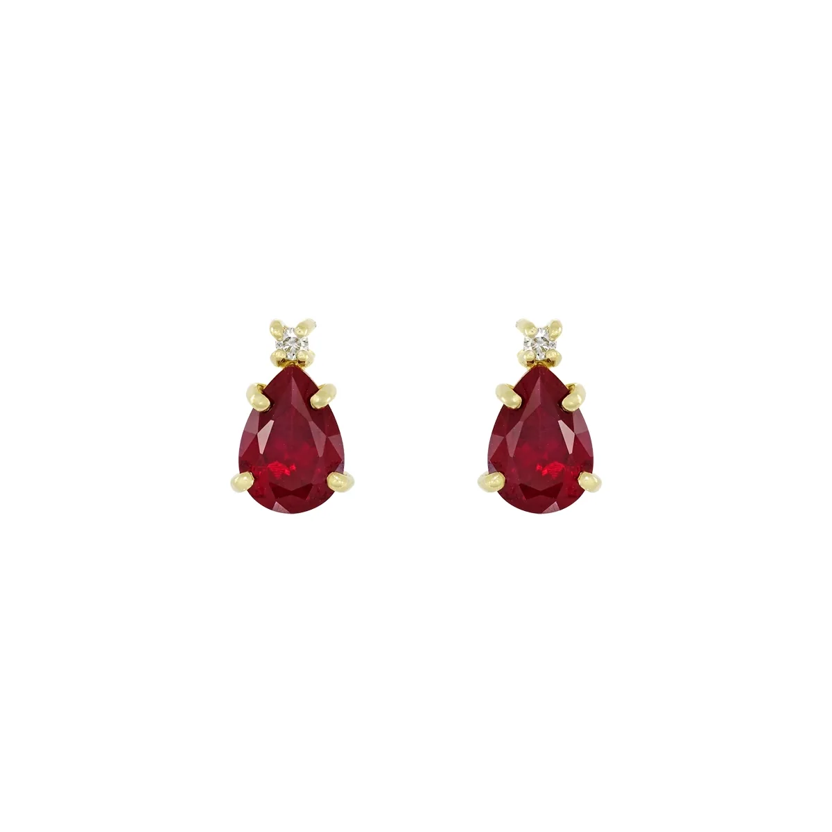 Topos en oro amarillo de 18 Kilates, Uñas+decoración, con 2 ruby laboratorios centrales de 1.40 Ct y decoración en diamante de laboratorio de 0.03 Ct