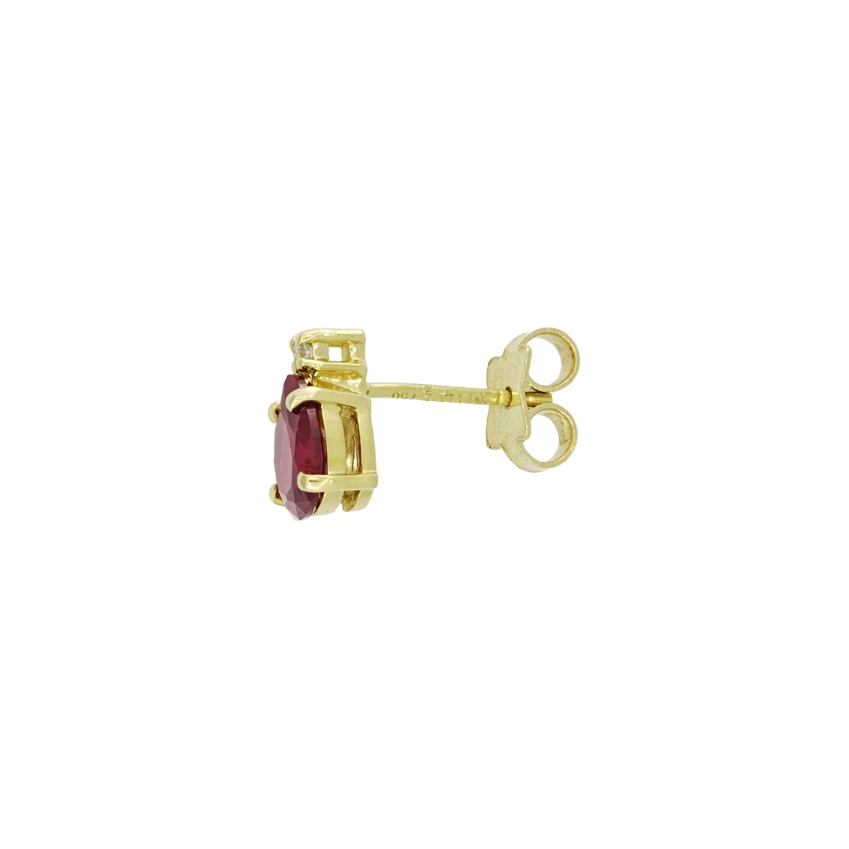 Topos en oro amarillo de 18 Kilates, Uñas+decoración, con 2 ruby laboratorios centrales de 1.40 Ct y decoración en diamante de laboratorio de 0.03 Ct