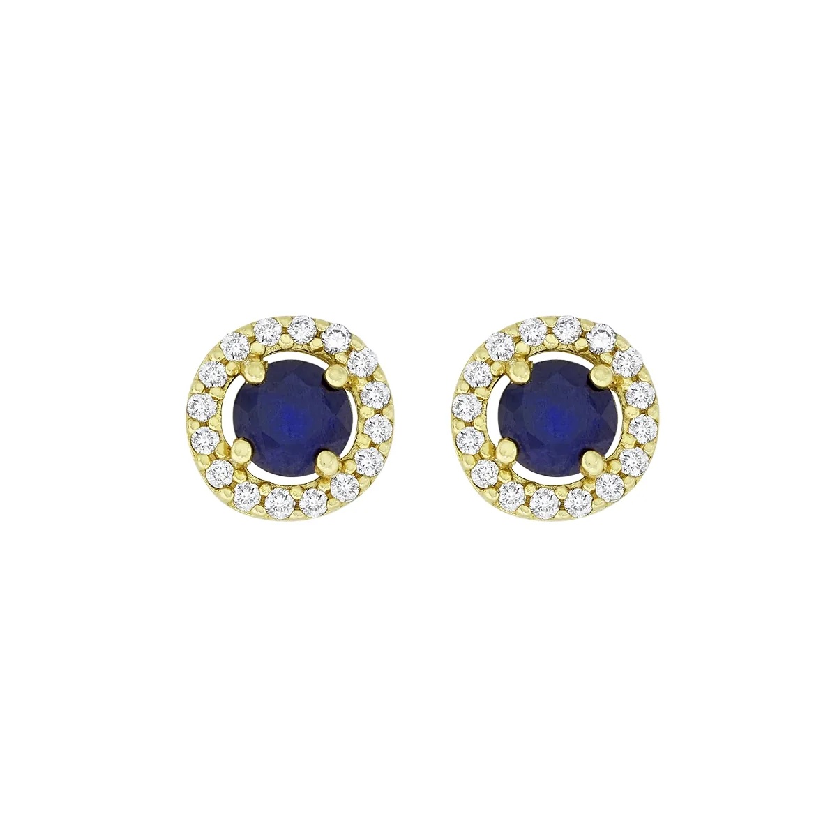 Topos en oro amarillo de 18 Kilates, Uñas+decoración, con 2 zafiros centrales de 0.60 Ct y decoración en diamantes de 0.16 Ct