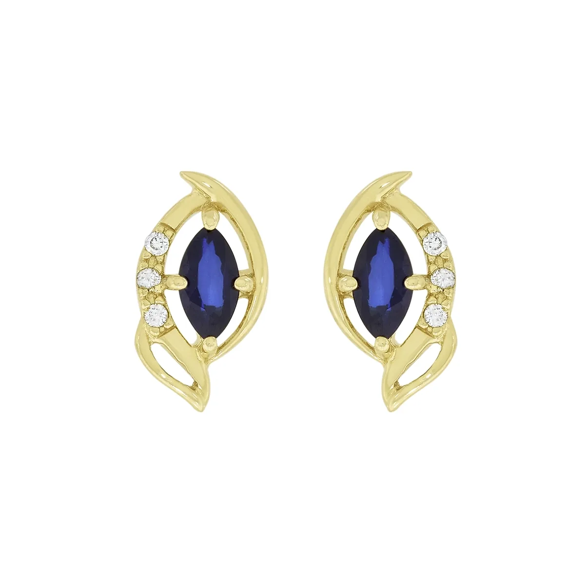 Topos en oro amarillo de 18 Kilates, Franja, con 2 zafiros centrales de 0.25 Ct y decoración en diamantes de 0.03 Ct