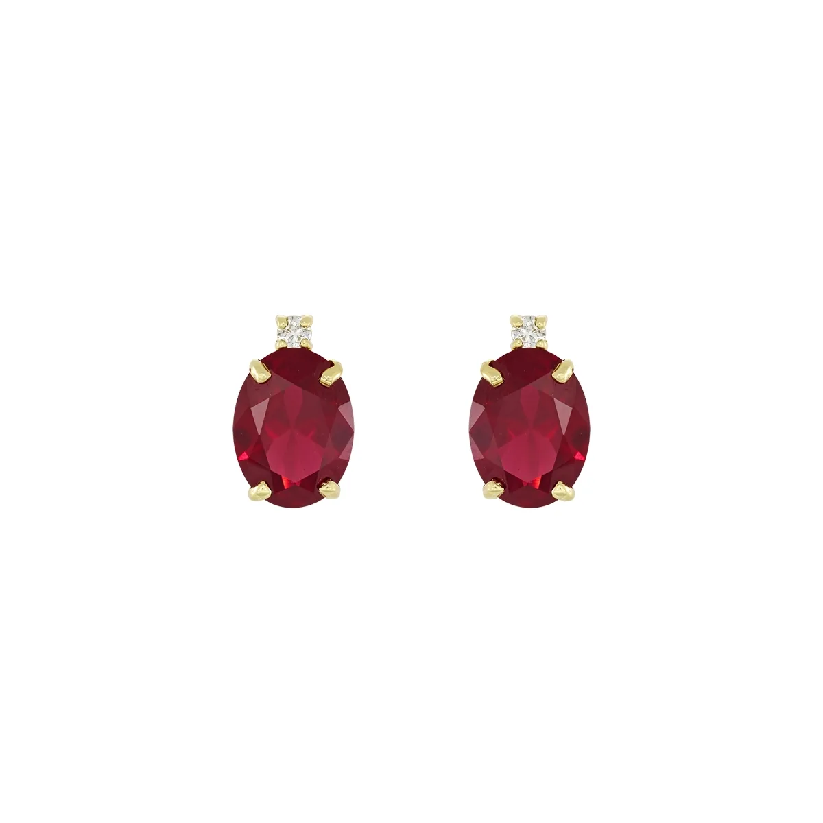 Topos en oro amarillo de 18 Kilates, Uñas+decoración, con 2 ruby laboratorios centrales de 2.50 Ct y decoración en diamante de laboratorio de 0.04 Ct
