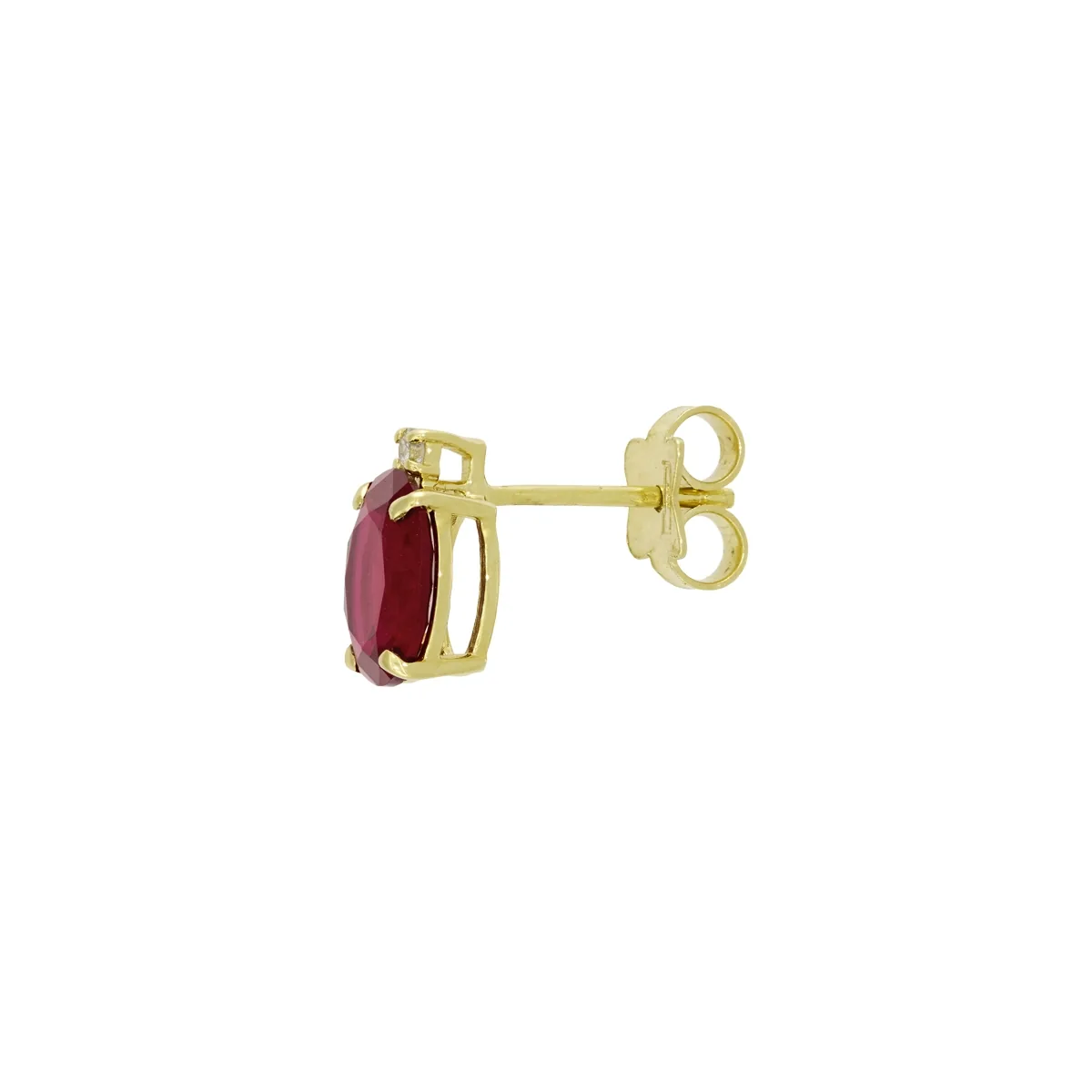 Topos en oro amarillo de 18 Kilates, Uñas+decoración, con 2 ruby laboratorios centrales de 2.50 Ct y decoración en diamante de laboratorio de 0.04 Ct