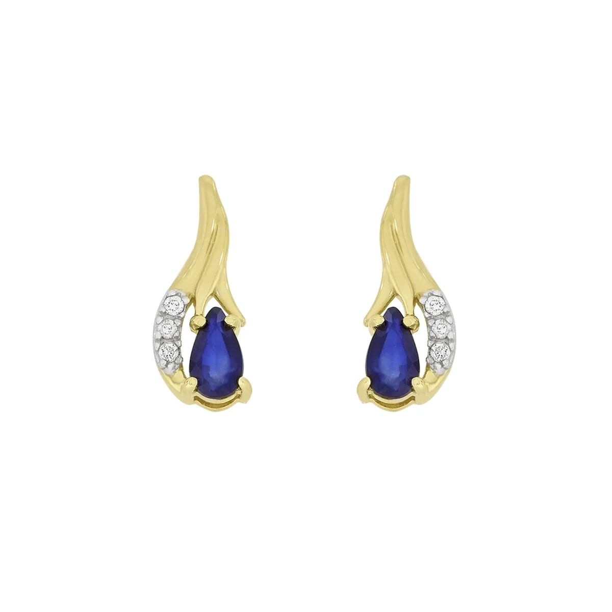 Topos en oro amarillo de 18 Kilates, Franja, con 2 zafiros centrales de 0.55 Ct y decoración en diamantes de 0.03 Ct