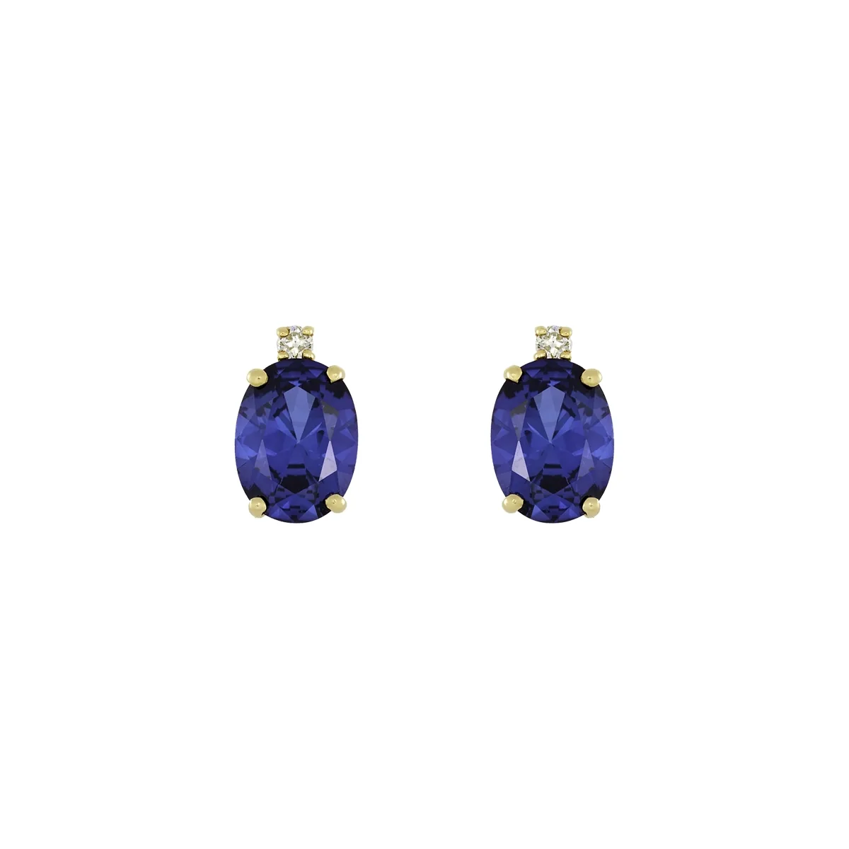 Topos en oro amarillo de 18 Kilates, Uñas+decoración, con 2 zafiro laboratorios centrales de 2.80 Ct y decoración en diamante de laboratorio de 0.04 Ct