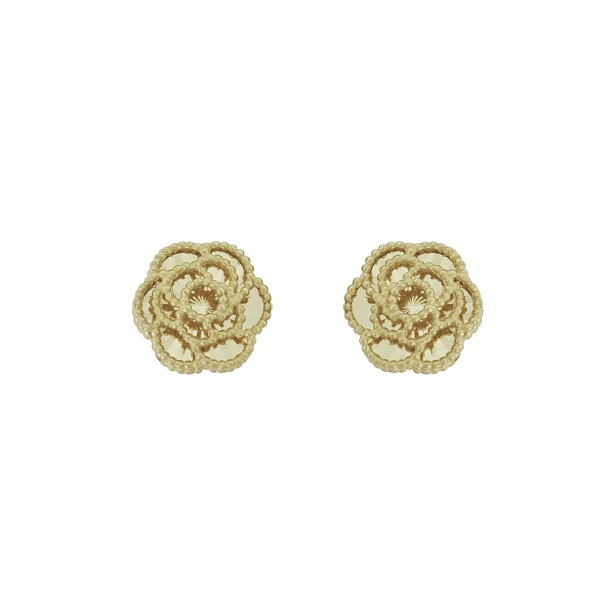 Topos en oro amarillo de 18 Kilates con visos, Flores