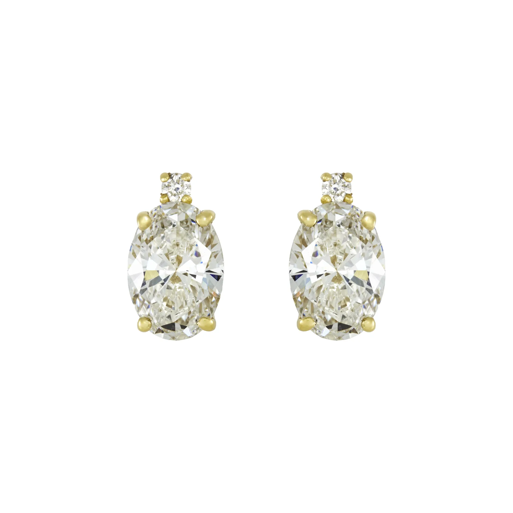 Topos en oro amarillo de 18 Kilates, Uñas+decoración, con 2 diamante de laboratorio centrales de 2.00 Ct y decoración en diamante de laboratorio de 0.04 Ct