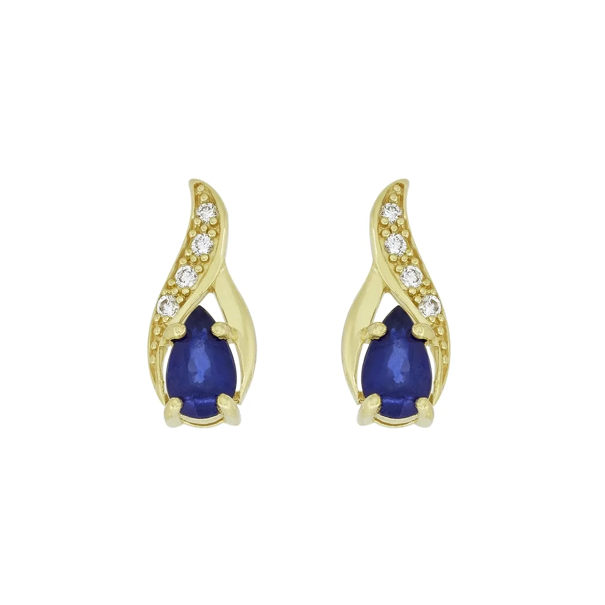 Topos en oro amarillo de 18 Kilates, Franja, con 2 zafiros centrales de 0.35 Ct y decoración en diamantes de 0.04 Ct
