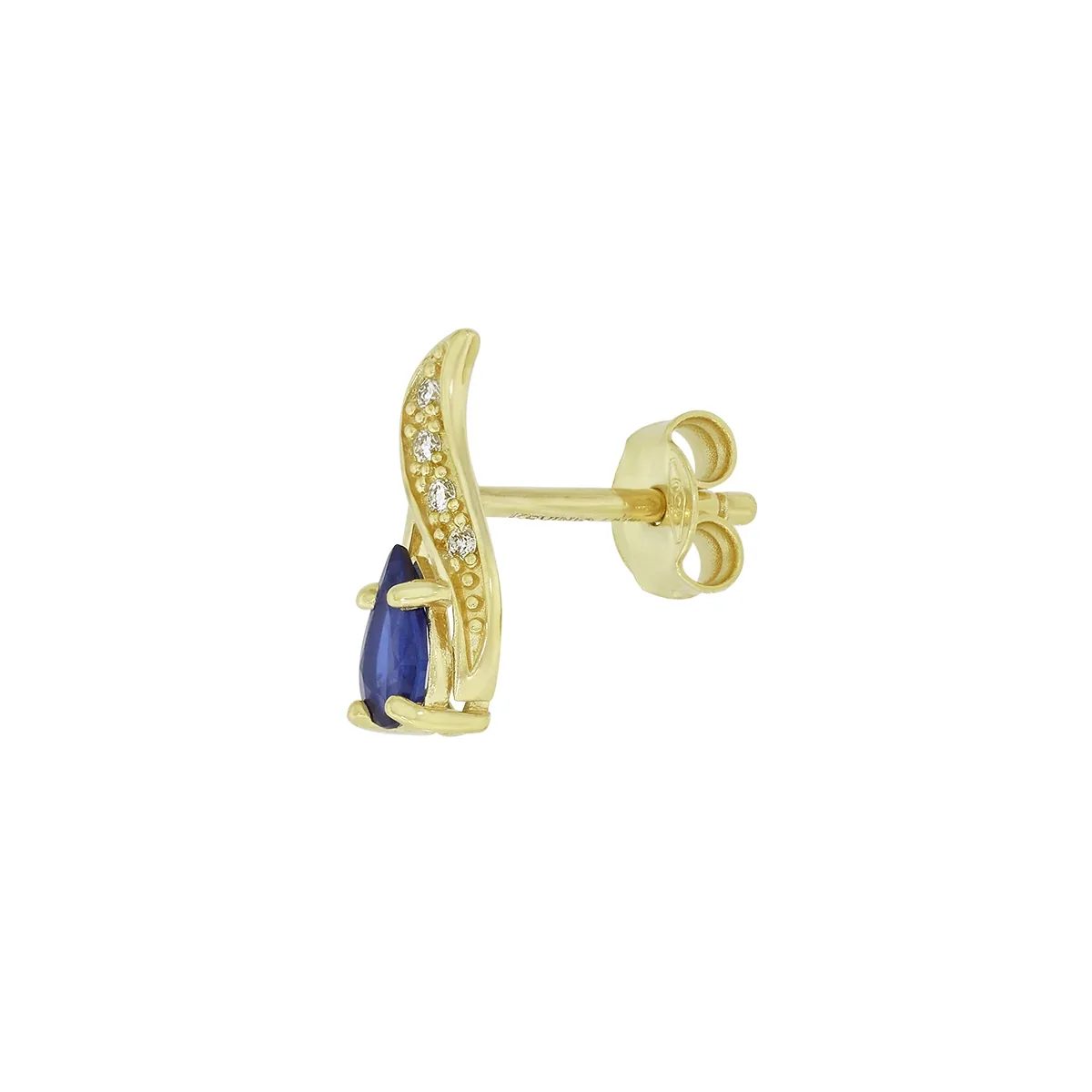 Topos en oro amarillo de 18 Kilates, Franja, con 2 zafiros centrales de 0.35 Ct y decoración en diamantes de 0.04 Ct