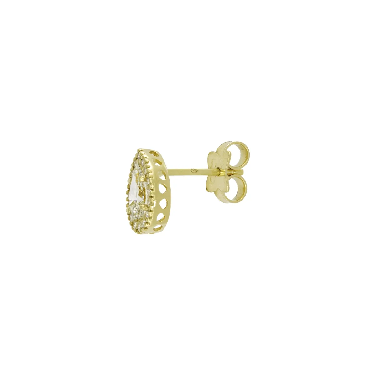 Topos en oro amarillo de 18 Kilates, Uñas+decoración, con diamante de laboratorio de 0.85 Ct, 9.4 mm. de ancho
