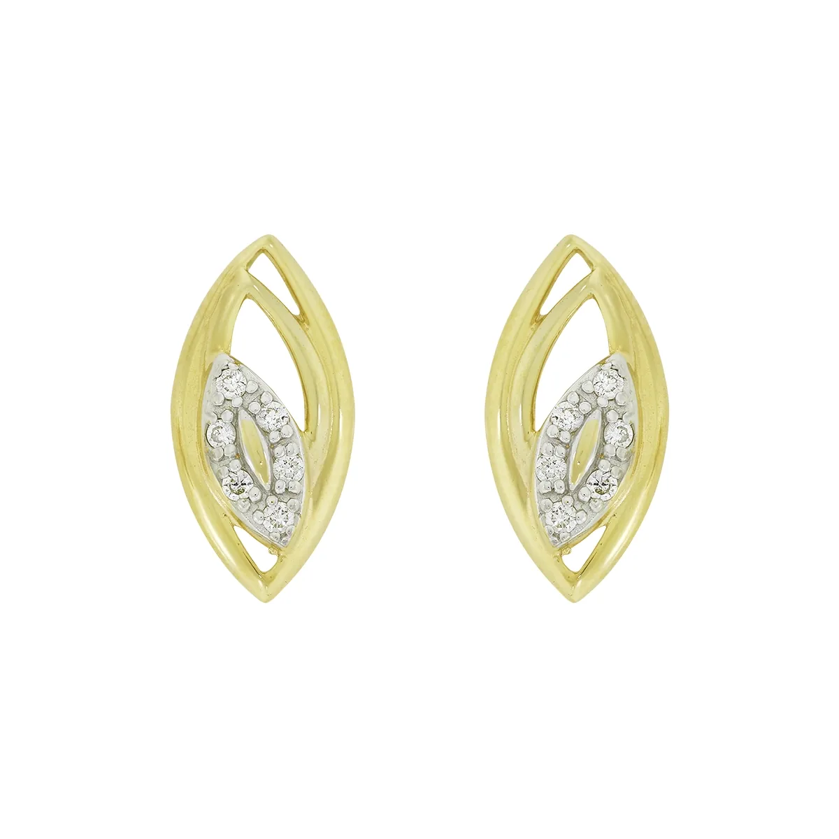 Topos en oro amarillo de 18 Kilates, Hoja, con diamantes de 0.06 Ct