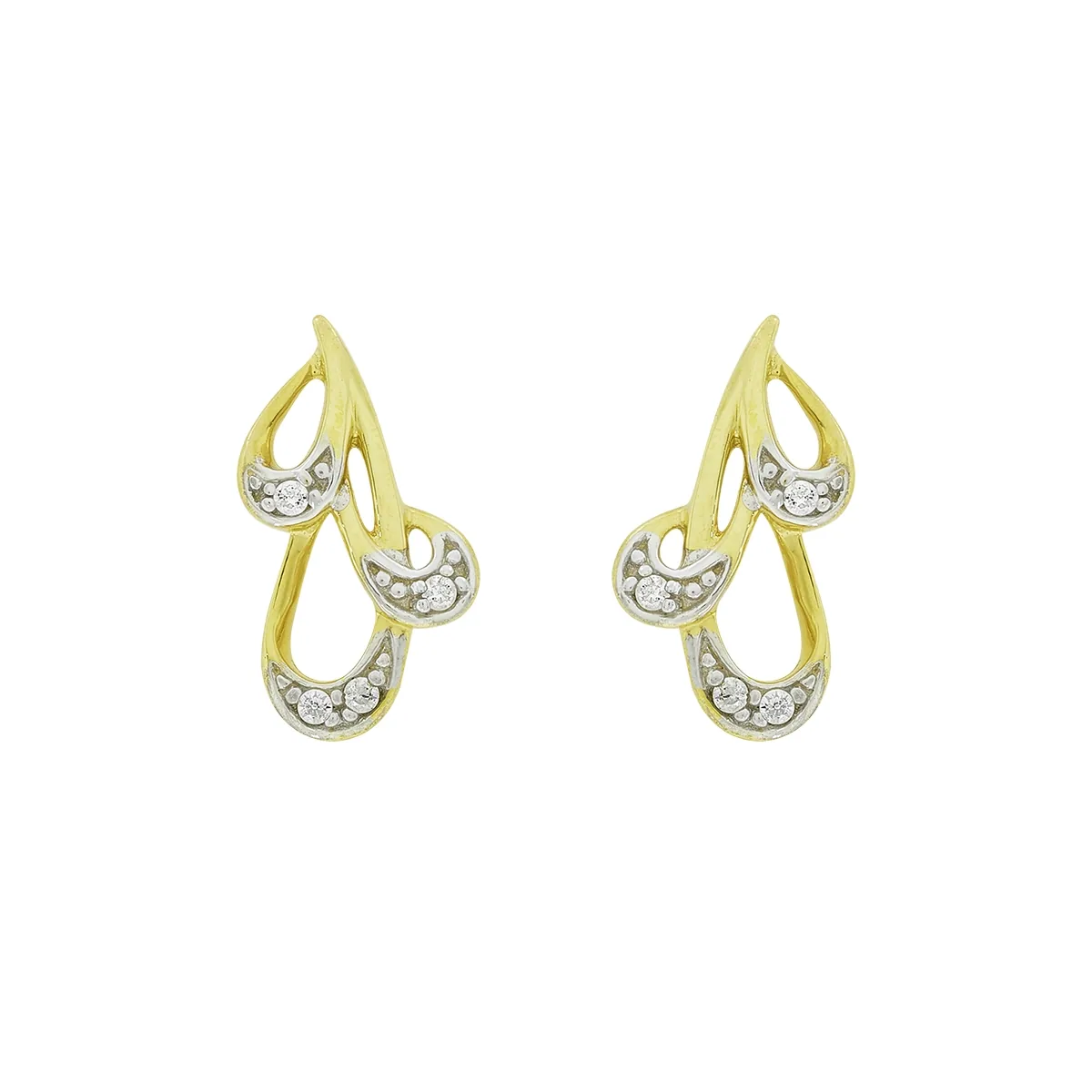 Topos en oro amarillo de 18 Kilates, Onda, con zircones