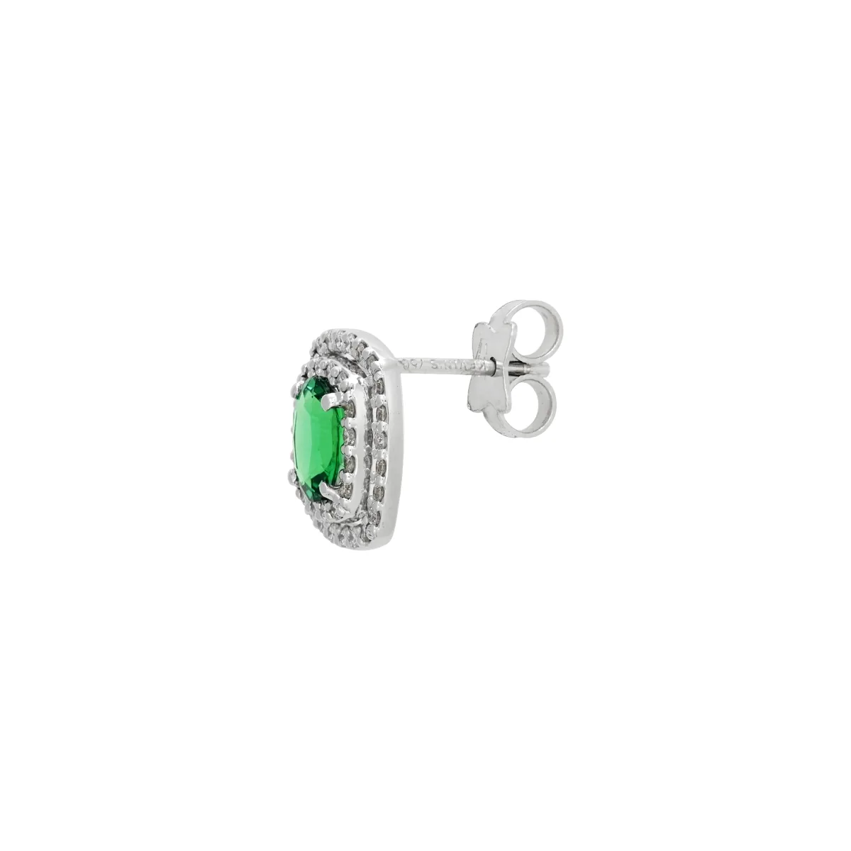 Topos en oro blanco de 18 Kilates, Uñas+decoración, con 2 esmeralda laboratorios centrales de 1.00 Ct y decoración en diamante de laboratorio de 0.44 Ct