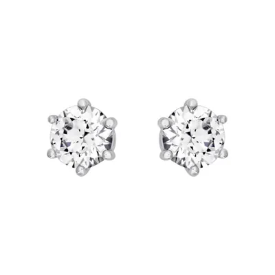 Topos studs en oro blanco de 18 Kilates, con 2 zircones centrales