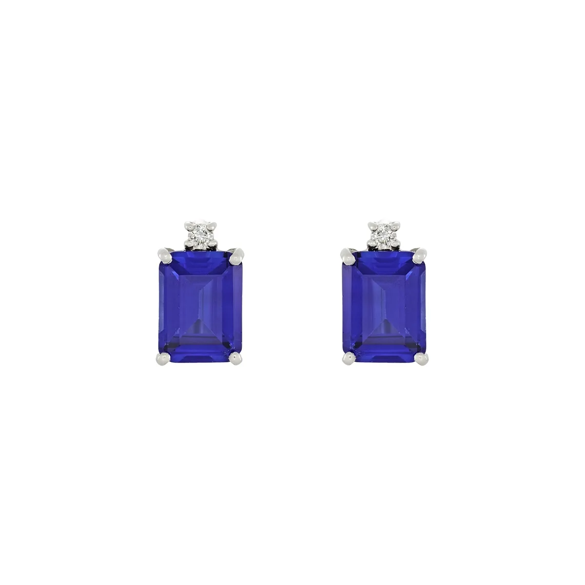Topos en oro blanco de 18 Kilates, Uñas+decoración, con 2 zafiro laboratorios centrales de 3.85 Ct y decoración en diamante de laboratorio de 0.04 Ct