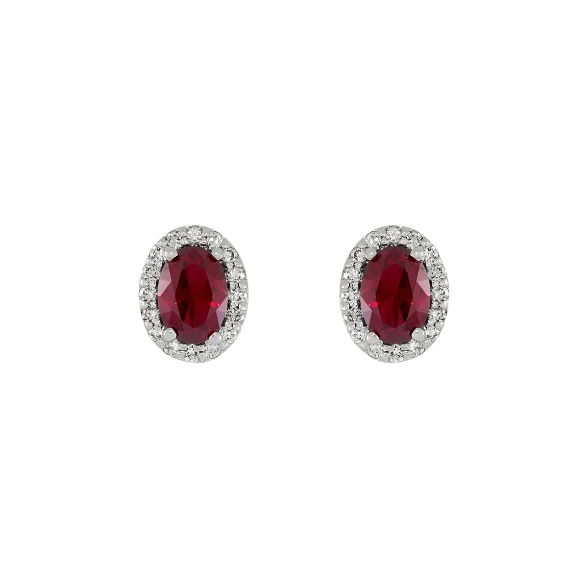 Topos en oro blanco de 18 Kilates, Uñas+decoración, con 2 ruby laboratorios centrales de 1.75 Ct y decoración en diamante de laboratorio de 0.32 Ct