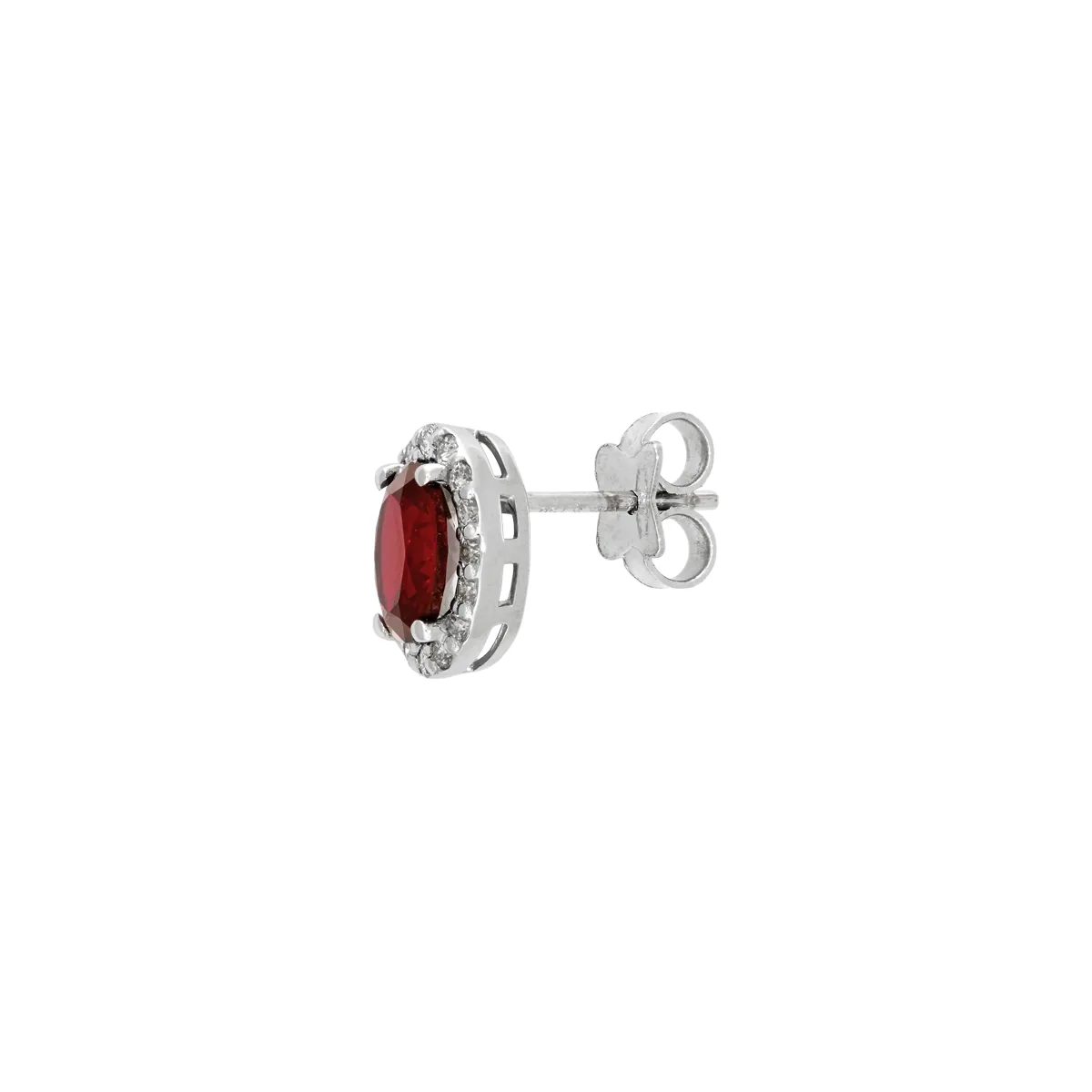 Topos en oro blanco de 18 Kilates, Uñas+decoración, con 2 ruby laboratorios centrales de 1.75 Ct y decoración en diamante de laboratorio de 0.32 Ct
