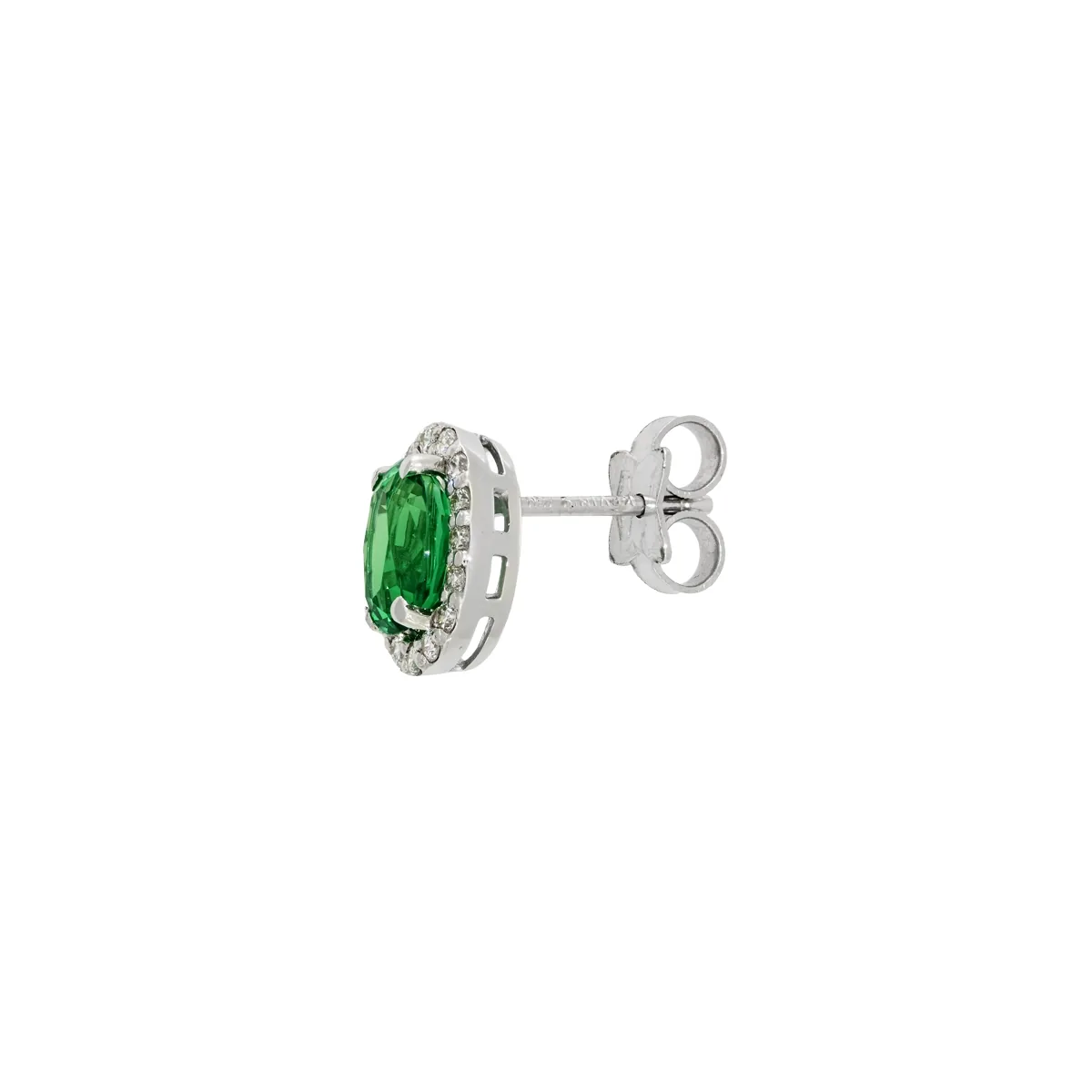 Topos en oro blanco de 18 Kilates, Uñas+decoración, con 2 esmeralda laboratorios centrales de 1.50 Ct y decoración en diamante de laboratorio de 0.32 Ct