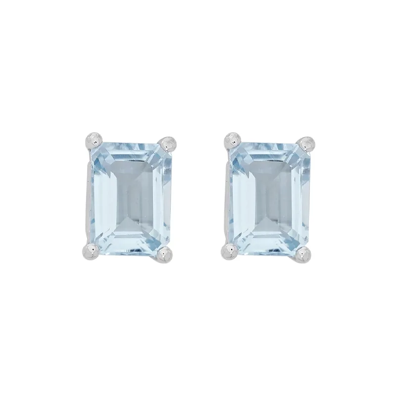 Topos studs en oro blanco de 18 Kilates, con 2 topacios centrales