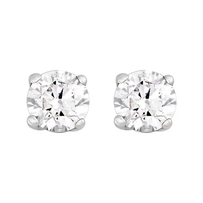 Topos studs en oro blanco de 18 Kilates, con 2 zircones centrales
