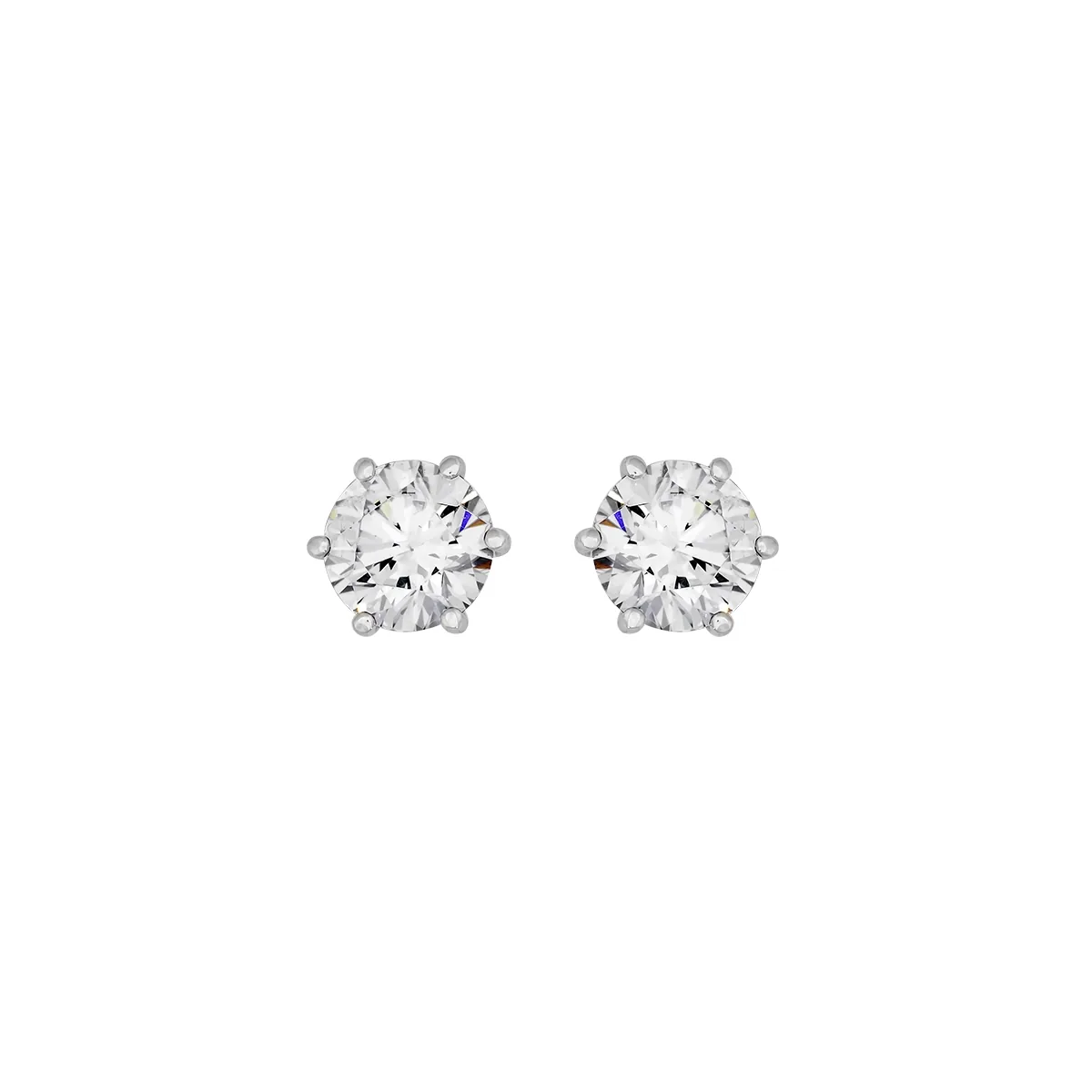 Topos studs en oro blanco de 18 Kilates, con 2 zircones centrales