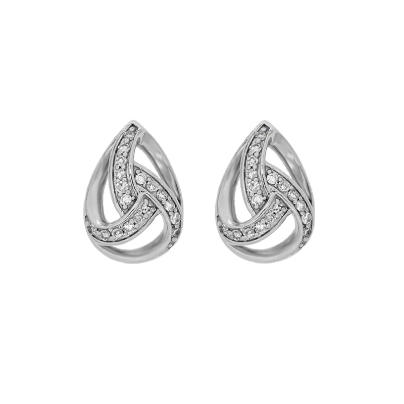 Topos en oro blanco de 18 Kilates, Lágrima, con diamantes de 0.10 Ct