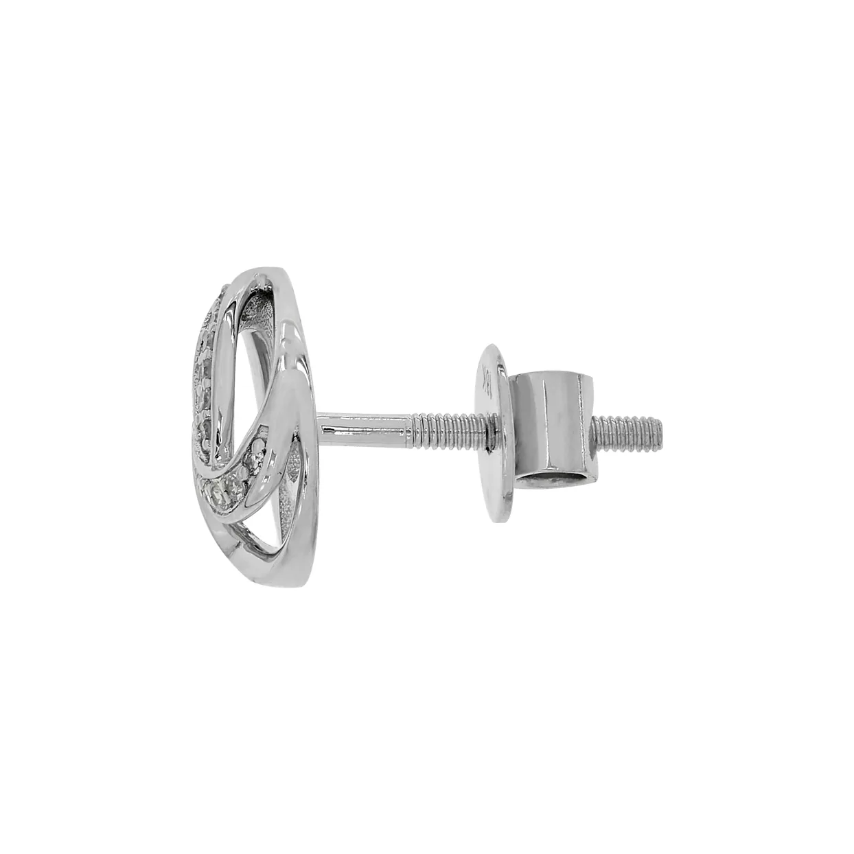 Topos en oro blanco de 18 Kilates, Lágrima, con diamantes de 0.10 Ct