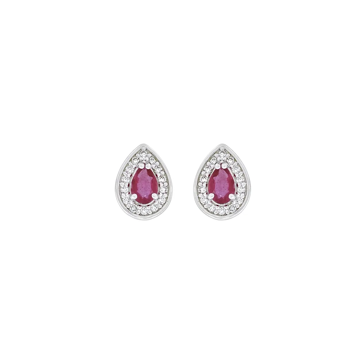Topos en oro blanco de 18 Kilates, Uñas+decoración, con 2 rubís centrales de 0.50 Ct y decoración en diamantes de 0.14 Ct