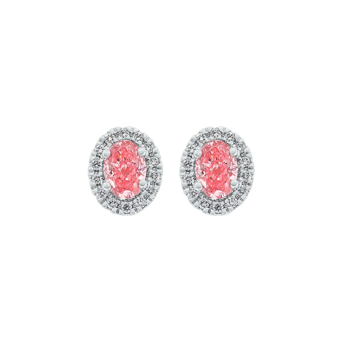 Topos en oro blanco de 18 Kilates, Uñas+decoración, con 2 diamante de laboratorio centrales de 1.00 Ct y decoración en diamante de laboratorio de 0.15 Ct