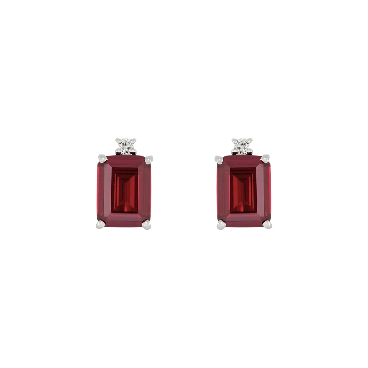 Topos en oro blanco de 18 Kilates, Uñas+decoración, con 2 ruby laboratorios centrales de 3.50 Ct y decoración en diamante de laboratorio de 0.04 Ct