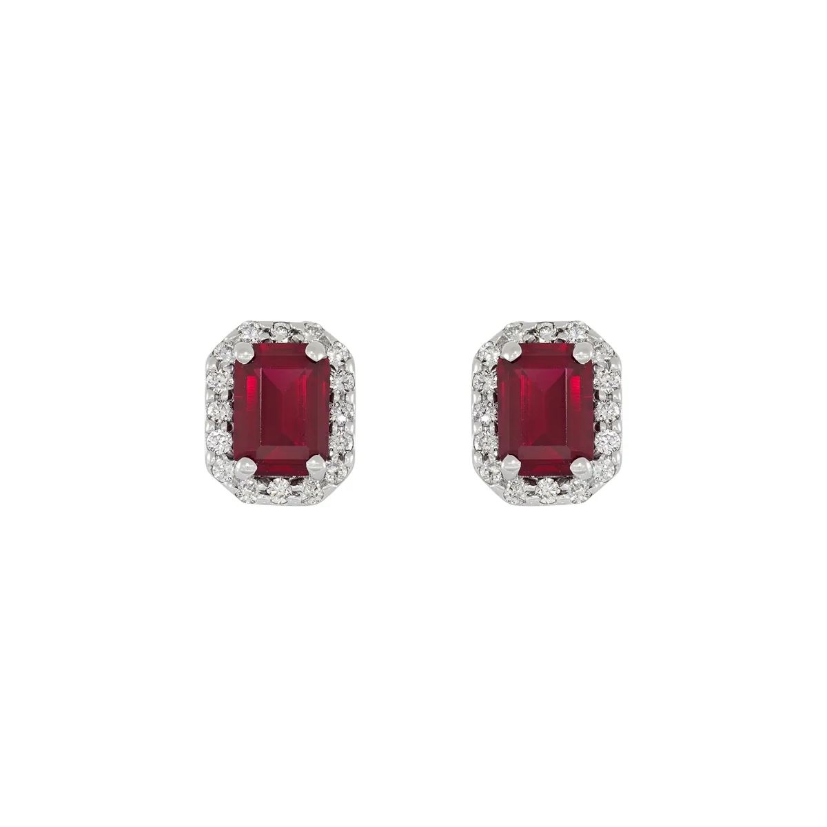 Topos en oro blanco de 18 Kilates, Uñas+decoración, con 2 ruby laboratorios centrales de 2.20 Ct y decoración en diamante de laboratorio de 0.32 Ct