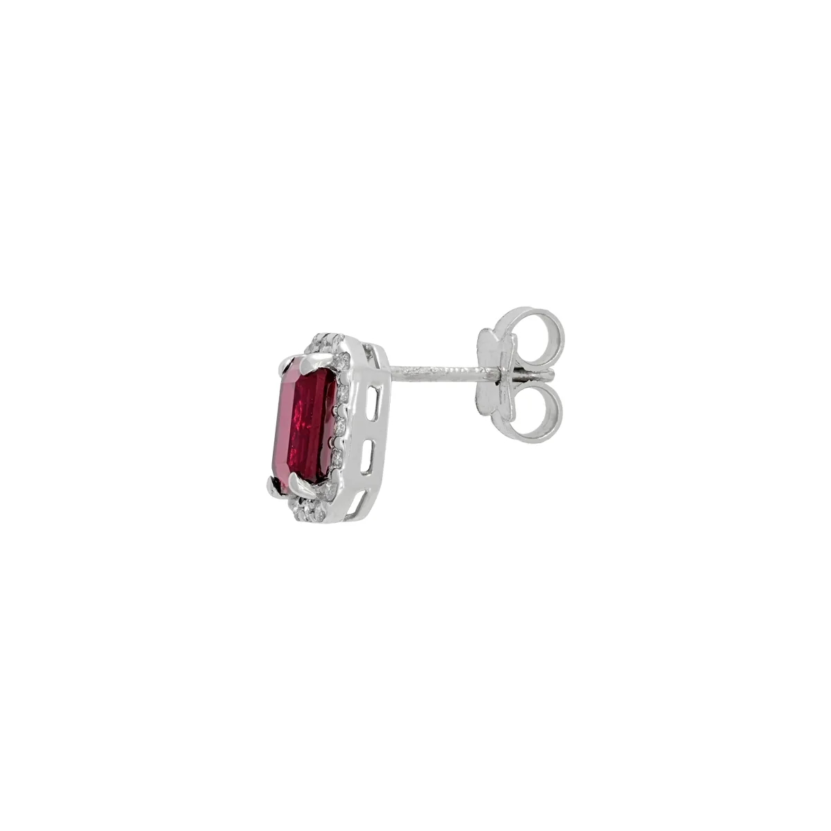 Topos en oro blanco de 18 Kilates, Uñas+decoración, con 2 ruby laboratorios centrales de 2.20 Ct y decoración en diamante de laboratorio de 0.32 Ct