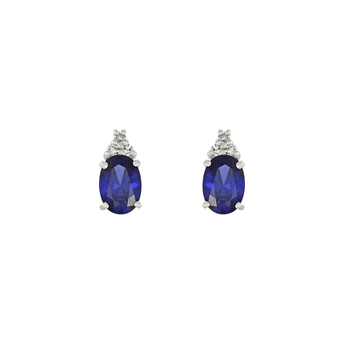 Topos en oro blanco de 18 Kilates, Uñas+decoración, con 2 zafiro laboratorios centrales de 1.80 Ct y decoración en diamante de laboratorio de 0.09 Ct