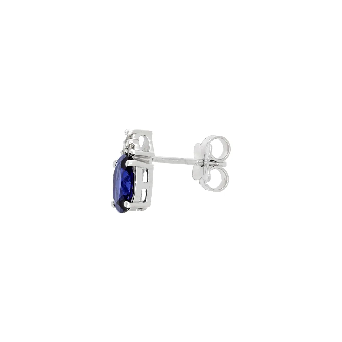 Topos en oro blanco de 18 Kilates, Uñas+decoración, con 2 zafiro laboratorios centrales de 1.80 Ct y decoración en diamante de laboratorio de 0.09 Ct