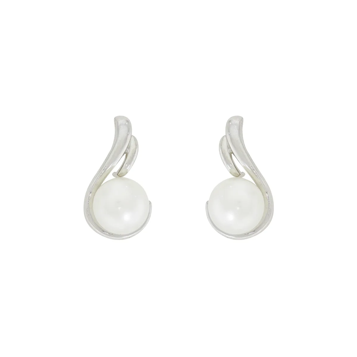 Topos en oro blanco de 18 Kilates, Franja, con perlas centrales de 5 mm de ancho aprox