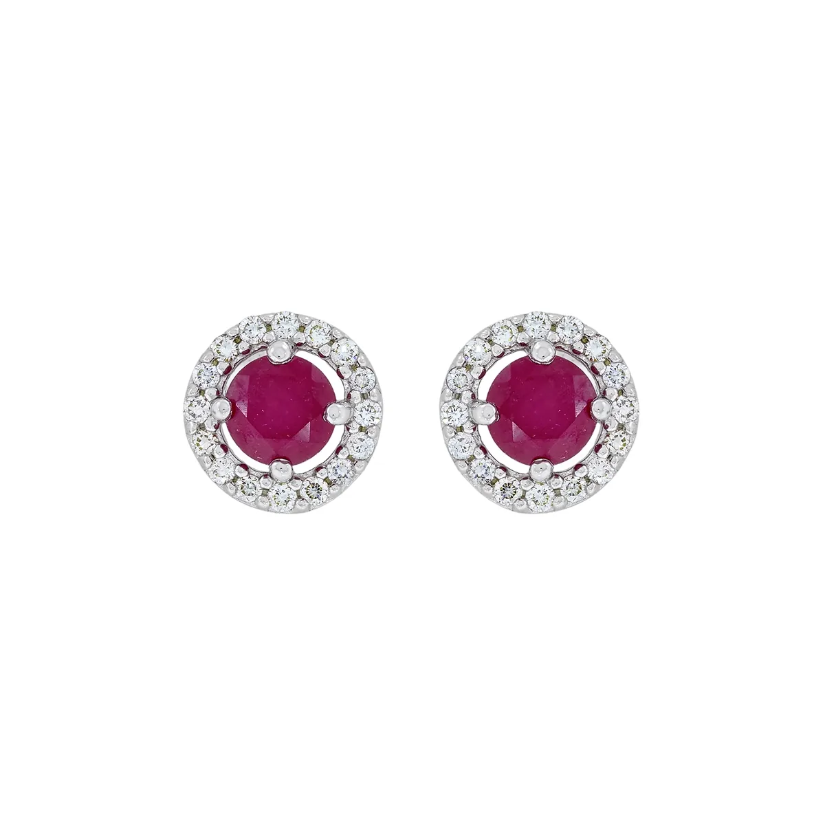 Topos en oro blanco de 18 Kilates, Uñas+decoración, con 2 rubís centrales de 0.60 Ct y decoración en diamantes de 0.16 Ct