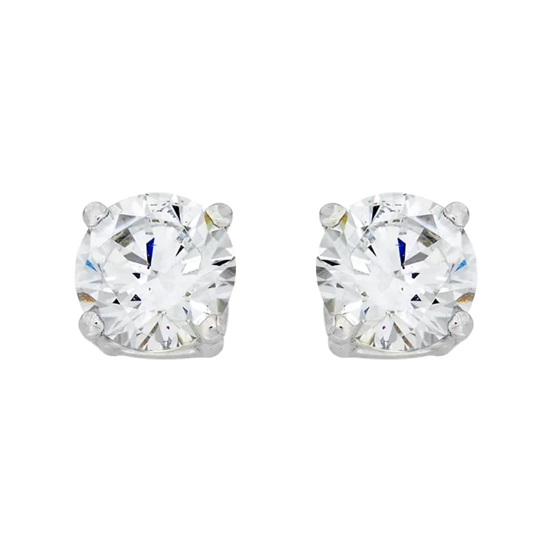 Topos studs en oro blanco de 18 Kilates, con 2 zircones centrales