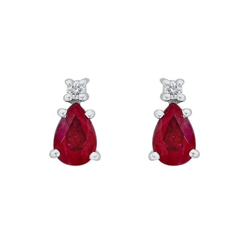 Topos en oro blanco de 18 Kilates, Uñas+decoración, con 2 rubís centrales de 1.00 Ct y decoración en diamantes de 0.04 Ct