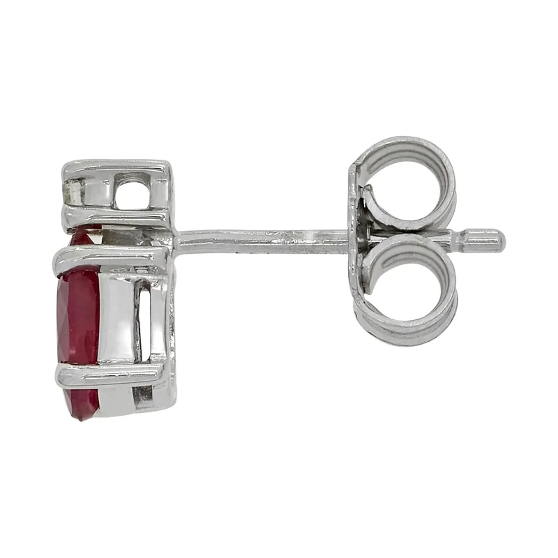 Topos en oro blanco de 18 Kilates, Uñas+decoración, con 2 rubís centrales de 1.00 Ct y decoración en diamantes de 0.04 Ct