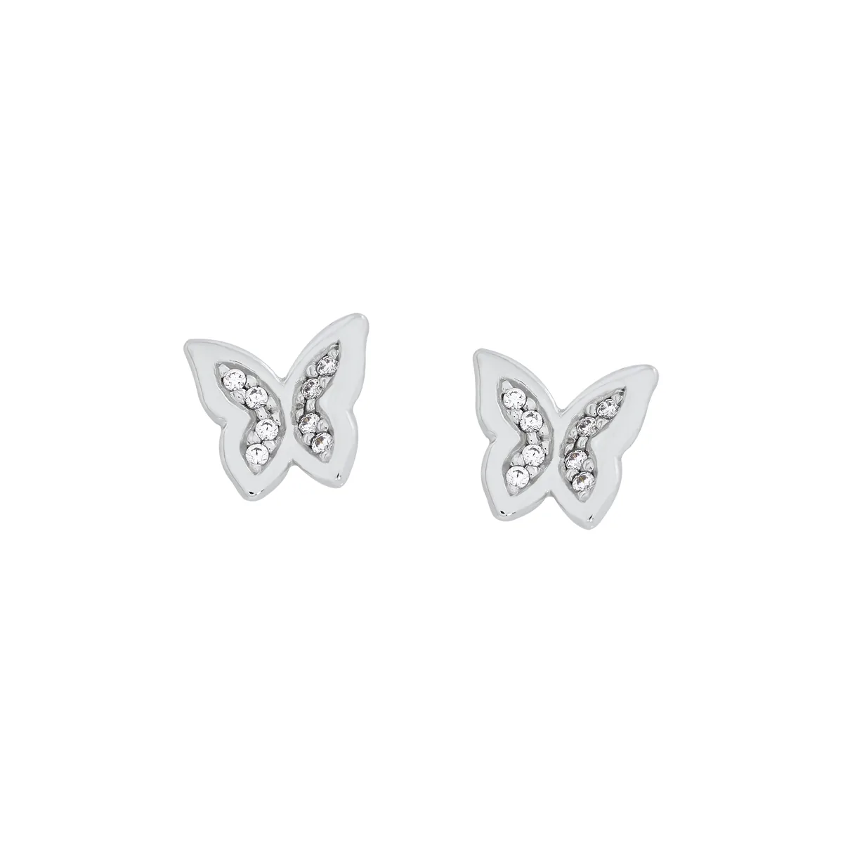 Topos de mariposa en oro blanco de 18 Kilates, con zircones