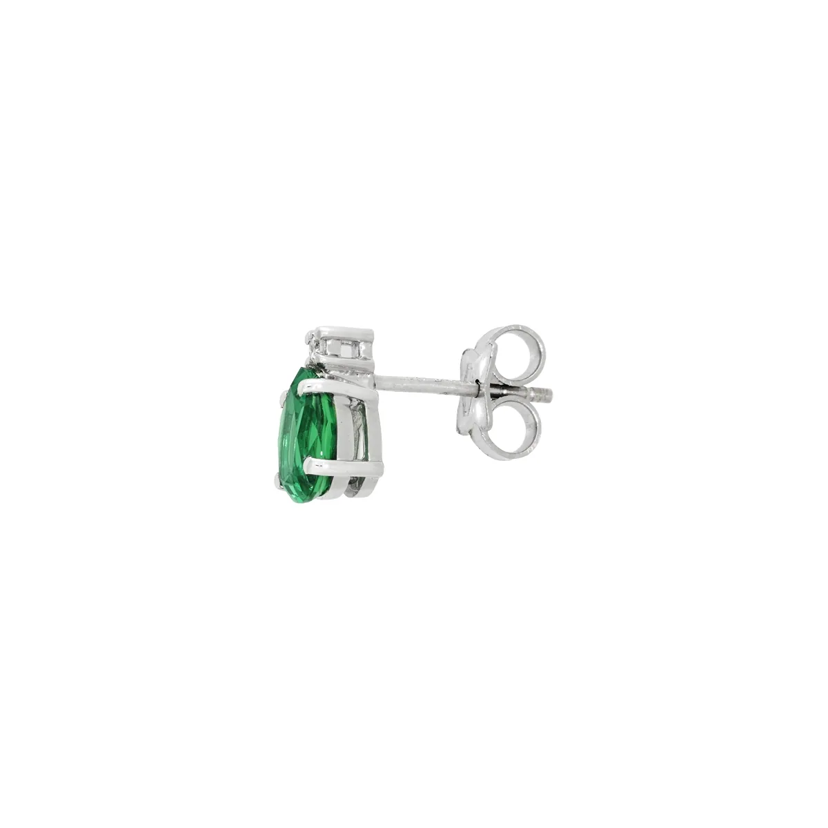 Topos en oro blanco de 18 Kilates, Uñas+decoración, con 2 esmeralda laboratorios centrales de 1.00 Ct y decoración en diamante de laboratorio de 0.03 Ct