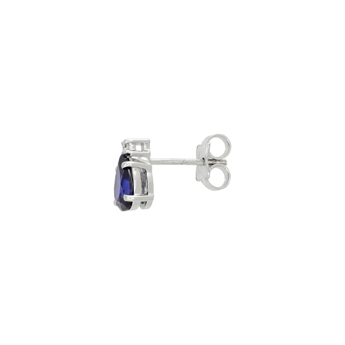 Topos en oro blanco de 18 Kilates, Uñas+decoración, con 2 zafiro laboratorios centrales de 1.50 Ct y decoración en diamante de laboratorio de 0.03 Ct