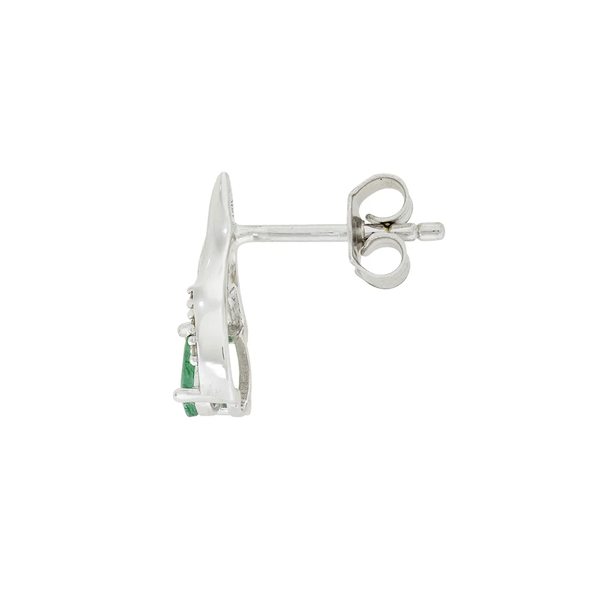 Topos en oro blanco de 18 Kilates, Franja, con 2 esmeraldas centrales de 0.35 Ct y decoración en diamantes de 0.03 Ct