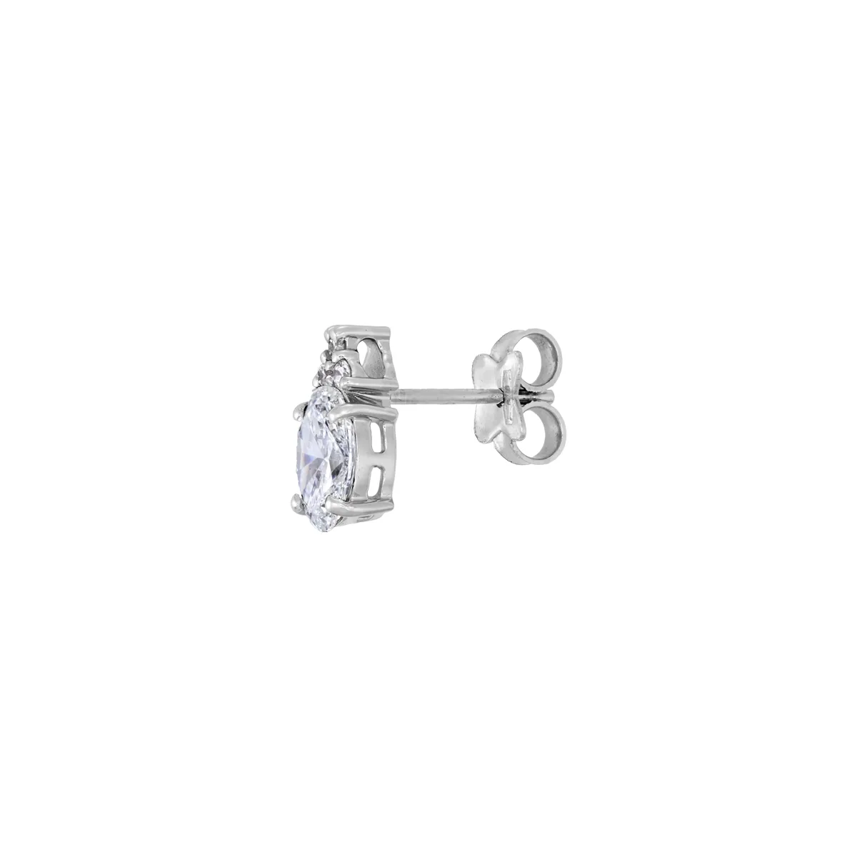 Topos en oro blanco de 18 Kilates, Uñas+decoración, con 2 diamante de laboratorio centrales de 1.40 Ct y decoración en diamante de laboratorio de 0.09 Ct
